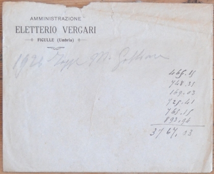 Quattro buste dell'Amministrazione Eletterio Vergari di Ficulle 